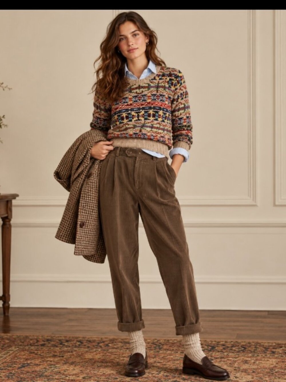 Vintage 1980's/90's David Talbots wide wale corduroy trousers taupe/olive